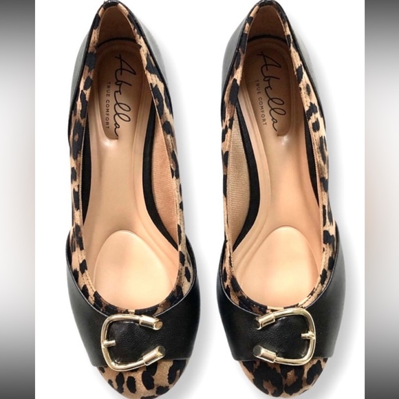 Abella Fina True Comfort Black & Leopard Print Flats Size 7.5 - Picture 3 of 8